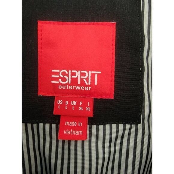 Esprit Outerwear Women's Black Long Sleeve Button Front Belted Jacket Coat Large - Picture 3 of 4